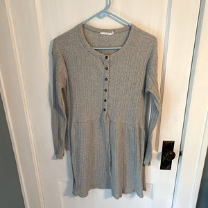 Lush gray ribbed button up dress